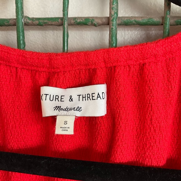 Madewell Orange-Red Flutter-Sleeve Mini Dress small texture and thread - Picture 3 of 4